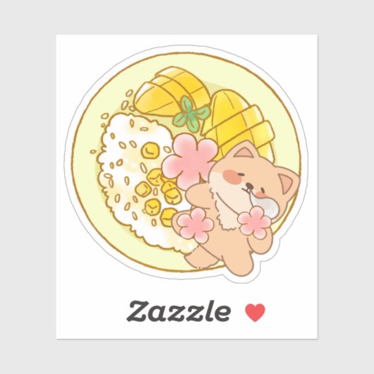 Piou de Shiba: Kawaii Mango Kleefrijst Feest Sticker (Vel)