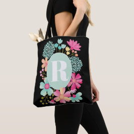 Pip Gerard Gouache Floral Monogram Shoulder Tote Bag