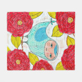 Pip Gerard Ink Bird in Garden Ledger Illustration Fleece Deken (Voorkant (Horizontaal))