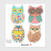 Pip Hoor Uilen Illustratie Art Vinyl Sticker (Vel)