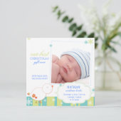 Pip Pip Lil Bird Baby Boy Foto Vogel Aankondiginge Feestdagenkaart (Staand voorkant)
