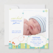 Pip Pip Lil Bird Baby Boy Foto Vogel Aankondiginge Feestdagenkaart (Voorkant)