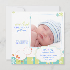 Pip Pip Lil Bird Baby Boy Foto Vogel Aankondiginge Feestdagenkaart
