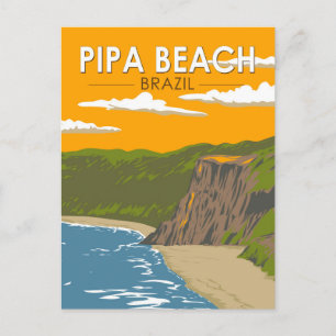 Pipa Beach Brazilië Reizen Kunst Vintage Briefkaart