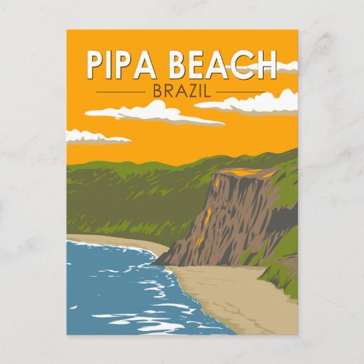 Pipa Beach Brazilië Reizen Kunst Vintage Briefkaart (Voorkant)
