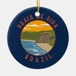 Pipa Beach Brazilië Reizen Kunst Vintage Keramisch Ornament
