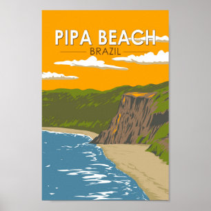 Pipa Beach Brazilië Reizen Kunst Vintage Poster