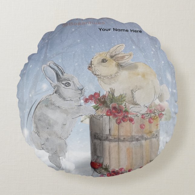 "Pipa & Marlow" Boganhues drukwerk Rond Kussen (Voorkant)