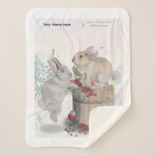 "Pipa & Marlow" Boganhues print Sherpa Deken (Voorkant)