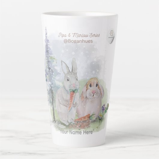 "Pipa & Marlow" Boganhues Print Waterfles Latte Mok (Voorkant)