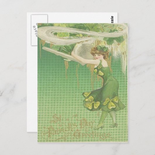  Pipe Maiden Shamrock St Patrick's Day Kaart (Voorkant / Achterkant)