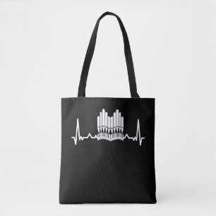 Pipe Organ Heartbeat Church Music Organist Tote Bag