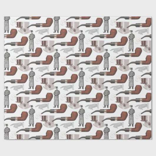 Pipe Smoker Gentleman met Top Hat  Cadeaupapier (Vlak)