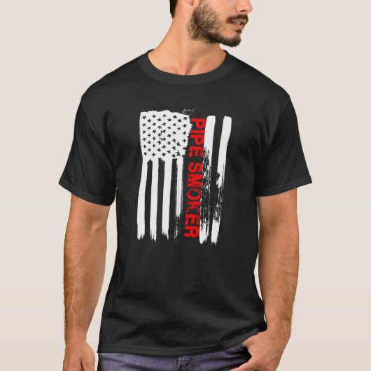 Pipe Smoker TShirt Old School Tobacco USA Flag Gif (Voorkant)