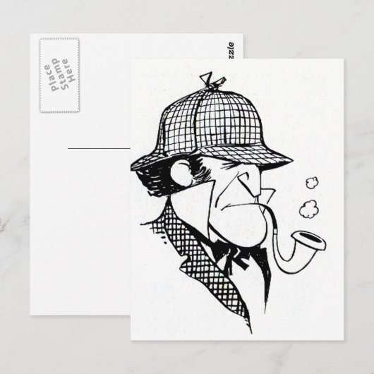 Pipe Smoking Detective Briefkaart (Voorkant / Achterkant)