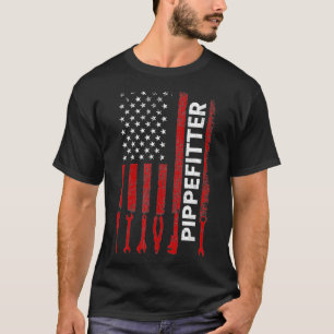 pipefitter American Flag pipefitter  T-shirt