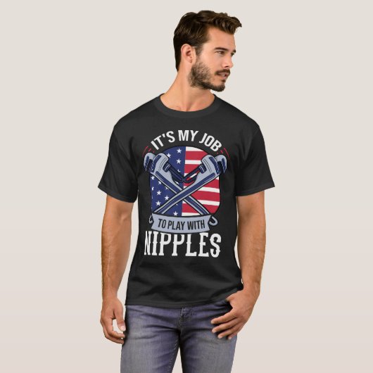Pipefitter Steamfitter Plumber USA Amerikaanse vla T-shirt (Voorkant volledig)