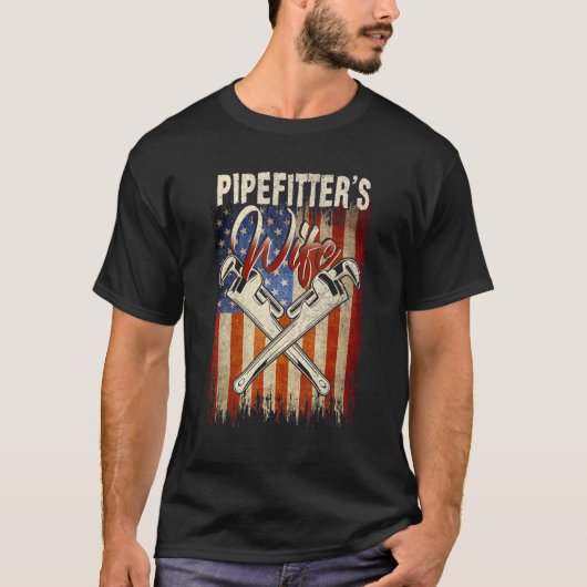 Pipefitters Vrouw Pride Patriottisch Verdrietig Am T-shirt (Voorkant)
