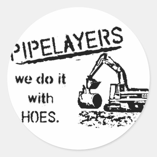 Pipelayer w / meisje zittend op pijp ronde sticker (Voorkant)