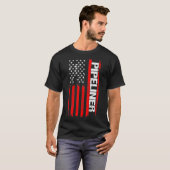 Pipeliner American Flag Welder Pipeline T T-shirt (Voorkant volledig)