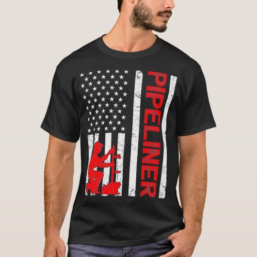 Pipeliner  Amerikaanse vlagpijpleiding lasser Pr T-shirt (Voorkant)