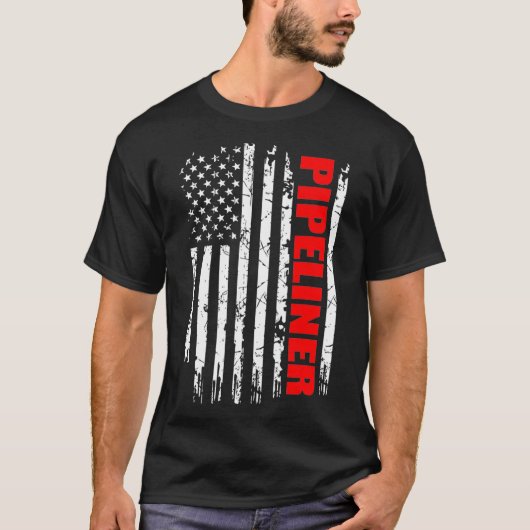 Pipeliner USA vlag trotse beroepen cadeau T-shirt (Voorkant)