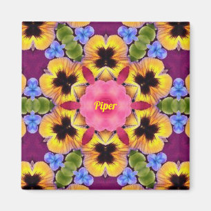 PIPER ~ Abstract Pansy ~ Roze Blauw Paars Geel Magneet