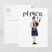 PIPER Blauw Geruit Briefkaart (Voorkant / Achterkant)