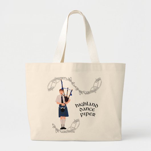 PIPER Blauwe ruit Grote Tote Bag (Voorkant)