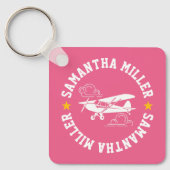 Piper Cub Airplane Not Your Co-Pilot Pink Custom Sleutelhanger (Voorkant)