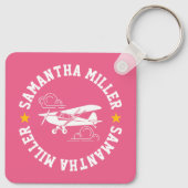 Piper Cub Airplane Not Your Co-Pilot Pink Custom Sleutelhanger (Achterkant)