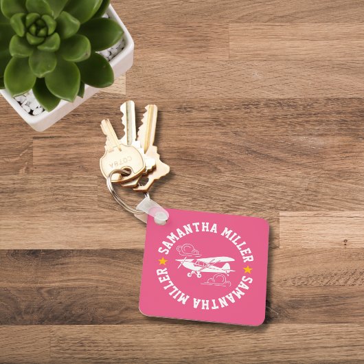 Piper Cub Airplane Not Your Co-Pilot Pink Custom Sleutelhanger