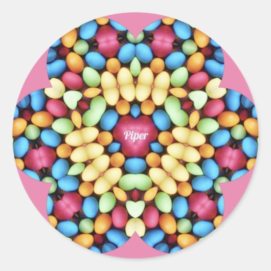 PIPER ~ EENVOUDIGER EIEREN MULTICOLORED ~ RONDE STICKER (Voorkant)