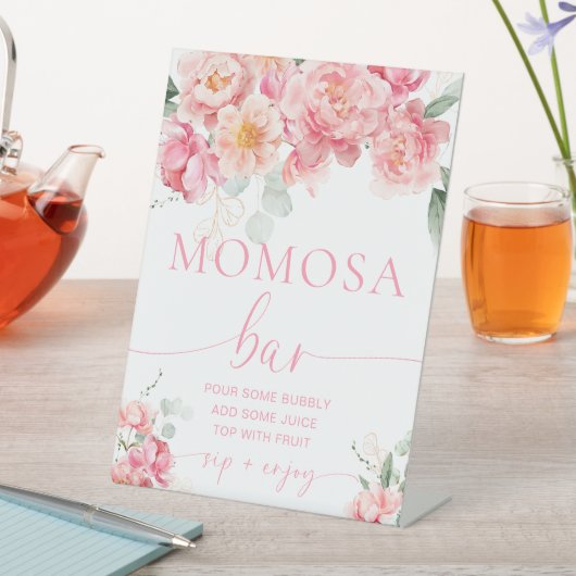 Piper Floral Baby shower Momosa Bar Sign Reclamebord Met Voetstuk (Insitu)