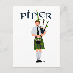PIPER Groen ruitpatroon Briefkaart