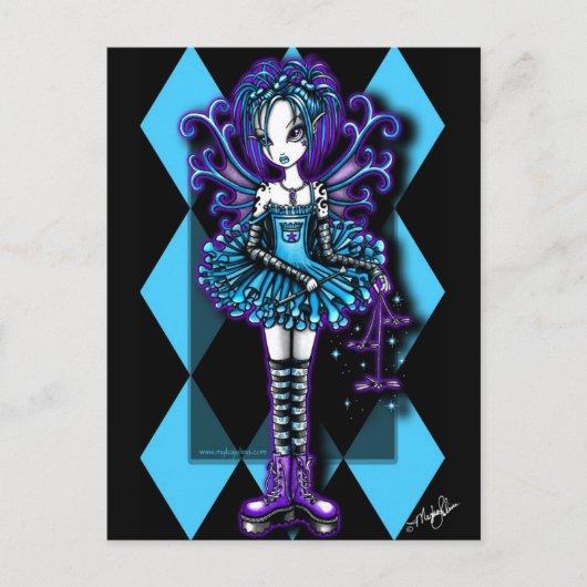 "Piper" Harlequin Blauwgroen Dragonfly Vluchtig Br Briefkaart (Voorkant)