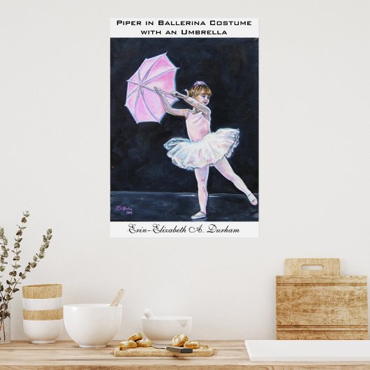Piper in ballerina-kostuum met een paraplu poster (Keuken)