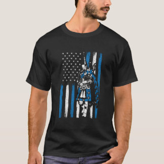 Piper On Us Flag Bagpiper Bagpipe Bagpipes Player T-shirt