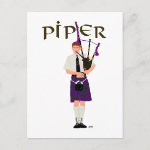 PIPER Paarse Ruit Briefkaart