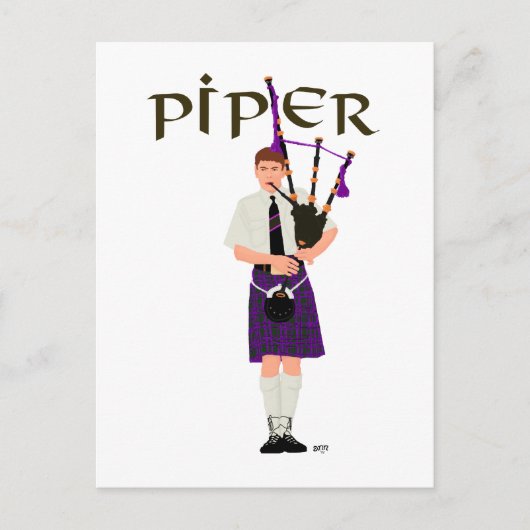 PIPER Paarse Ruit Briefkaart (Voorkant)
