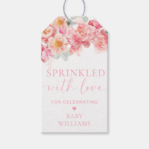Piper Peony Bloemen Baby shower bestrooid met lief Cadeaulabel