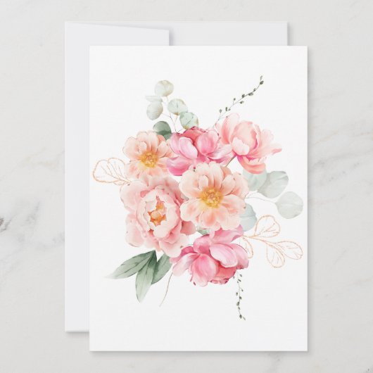 Piper Peony Bloemen Baby shower Kaart (Achterkant)