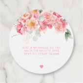 Piper Peony Bloemen Baby shower Pop Het Bedankjes Labels (Achterkant)