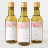 Piper Peony Bloemen Baby shower Pop Het Wijn Etiket (Flessen)
