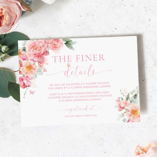 Piper Peony Bloemen Vlinder Vrijgezellenfeest Deta Informatiekaartje