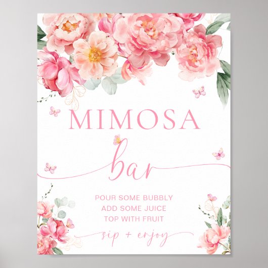 Piper Peony Bloemenvlinder Mimosa Bar Poster (Voorkant)