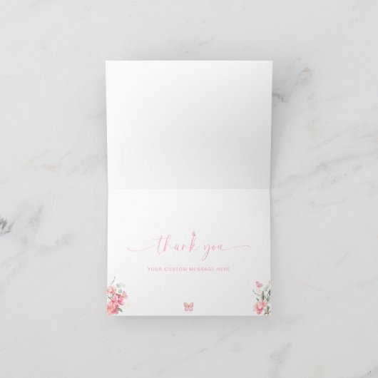 Piper Peony Butterfly Vrijgezellenfeest Dank u Kaart (Binnen)