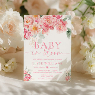 Piper Peony Floral Baby In Bloom Baby Shower Kaart