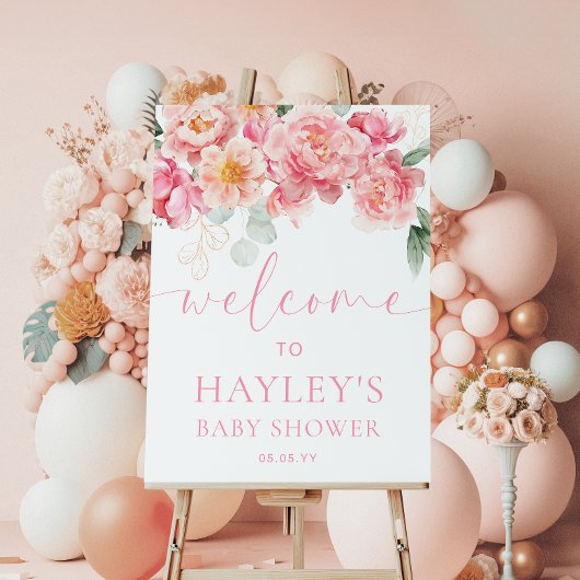 Piper Peony Floral Baby shower Welkomstbord Poster
