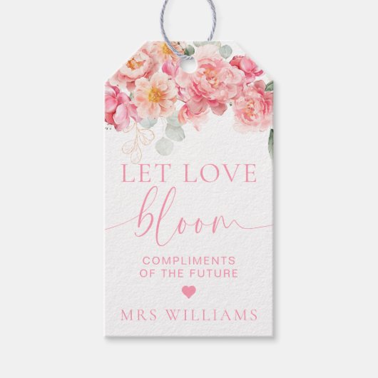 Piper Peony Floral Laat Liefde Bloom Favor Cadeaulabel (Voorkant)